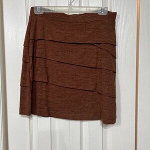Prana Size S Womens Wool Blend Stretch Tiered A-Line Skirt Rust